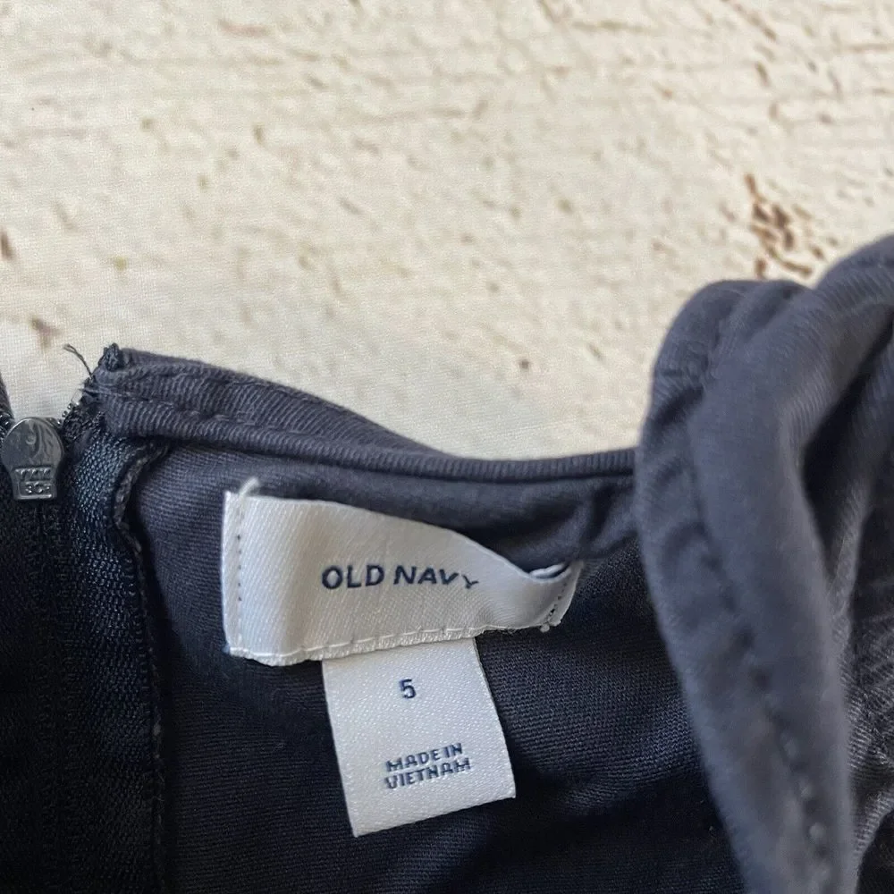 Old Navy Girls Navy Blue Scoop Neck Short Sleeve Back Zip Mini Dress Size‎ 5-6